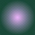 Dark green and purple gradient background with a pattern of hexagons and glowing center light effect Royalty Free Stock Photo