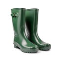 Green rain rubber boots isolated on a white background. Generative AI