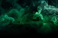 Dark Green Smoke on Black Background. A Haunting Image of Mystery and Menace