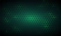 Dark green technology hexagonal vector background. Abstract green bright energy flashes under hexagon.