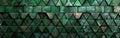 Dark Green Triangular Mosaic Tile Texture with Geometric Fluted Triangles - Abstract Wallpaper Background Banner