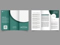 Dark green trifold brochure. Vector image Business triple brochure