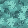 Dark green tropical leafs background. Royalty Free Stock Photo