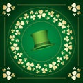 dark green vector background with clovers frame - saint patricks day