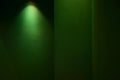 dark green wall and warm electric light, interior design