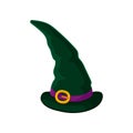 Dark green wizard hat. Vector illustration on white background.