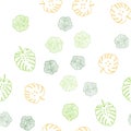 Dark Green, Yellow vector seamless elegant pattern with flowers, leaves. Royalty Free Stock Photo