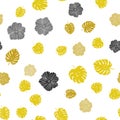 Dark Green, Yellow vector seamless natural pattern with flowers, leaves. Royalty Free Stock Photo