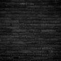 Dark grey black color brick wall background. Squared abstract image, copy space