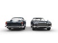 Dark grey classic vintage cars - front and back view Royalty Free Stock Photo