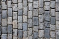 Background from rough grey cobblestone pavement Royalty Free Stock Photo