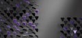 Dark grey 3d background with random triangle pattern. Geometric triangular shapes in black, purple and gray colors with glossy Royalty Free Stock Photo
