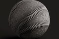 dark grey dirty used baseball ball close-up, generative ai