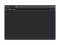 Dark grey empty browser page with toolbar, address and search bar. Flat blank mockup for website page. Vector