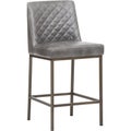 Dark Grey - Furniture - Sunpan, EIGHLAND DINING CHAIR - ANTIQUE BRASS - DARK GREY FABRI, Bar Stool with Cushion with white backgr