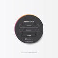 Dark grey Login form web page design template or mock up. Mobile website ui vector elements set.