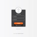 Dark grey Login form web page design template or mock up. Mobile website ui vector elements set.