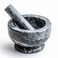 Dark Grey Marble Mortar and Pestle Isolated Against a White Background Royalty Free Stock Photo
