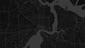 Dark grey vector background map, Jacksonville city area streets and water cartography illustration