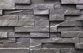 Dark grey wall cladding for interiors or backyards . Artificial stone. Background and texture.