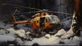 Dark And Gritty Helicopter Painting In The Woods