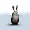 Dark And Gritty Rabbit Illustration: Surrealistic Realism In Cute Cartoon Style