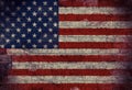 Dark Grunge American Flag on an old Brick Wall Royalty Free Stock Photo