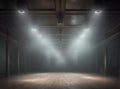 Dark grunge style empty room interior with spotlights shining down Royalty Free Stock Photo