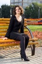 Dark hair girl in black dress Royalty Free Stock Photo