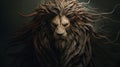 Dark-haired Lion Realistic Fantasy Artwork By Anton Semenov Royalty Free Stock Photo