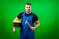 Dark-haired male construction Royalty Free Stock Photo