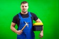 Dark-haired male construction Royalty Free Stock Photo