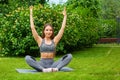 Woman doing exercises in the park Royalty Free Stock Photo