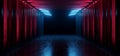 Dark Hallway Columns Parking Concrete Cement Stone Pillars Corridor Hall Tunnel Underground Sci Fi Futuristic Neon Circle Red