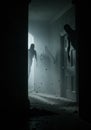 Dark Hallway with Eerie Shadowy Figures Royalty Free Stock Photo
