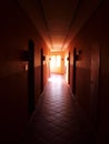 Dark hallway with sunlight Royalty Free Stock Photo