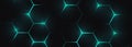 Dark hexagon abstract technology background with blue colored bright flashes Royalty Free Stock Photo