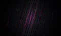 Dark hexagon carbon fiber texture with purple, pink and violet lines. Royalty Free Stock Photo