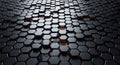 Dark Hexagonal Grid Background: Tech, Network, Structure, Futuristic Pattern Royalty Free Stock Photo
