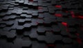 Dark hexagonal pattern with glowing red accents, abstract futuristic background Royalty Free Stock Photo