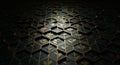 Dark Hexagonal Pattern with Golden Leaf Motifs and Dramatic Lighting Royalty Free Stock Photo