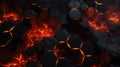 Dark hexagons and lava, abstract illustration