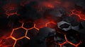 Dark hexagons and lava, abstract illustration