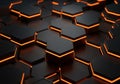 Dark Hexagons With Orange Neon Glow Abstract Background Royalty Free Stock Photo