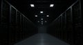 Dark high-tech corridor in a modern data center Royalty Free Stock Photo