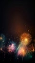 Dark Holiday Firework Background. Illustration Generative AI Royalty Free Stock Photo