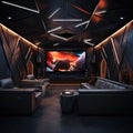 Dark home theater room. Generative AI