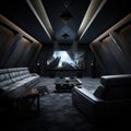 Dark home theater room. Generative AI