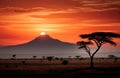 the dark horizon of kenya peaks in the middle of the sunset