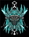 Dark horror Samurai transformer head sacred geometry Royalty Free Stock Photo